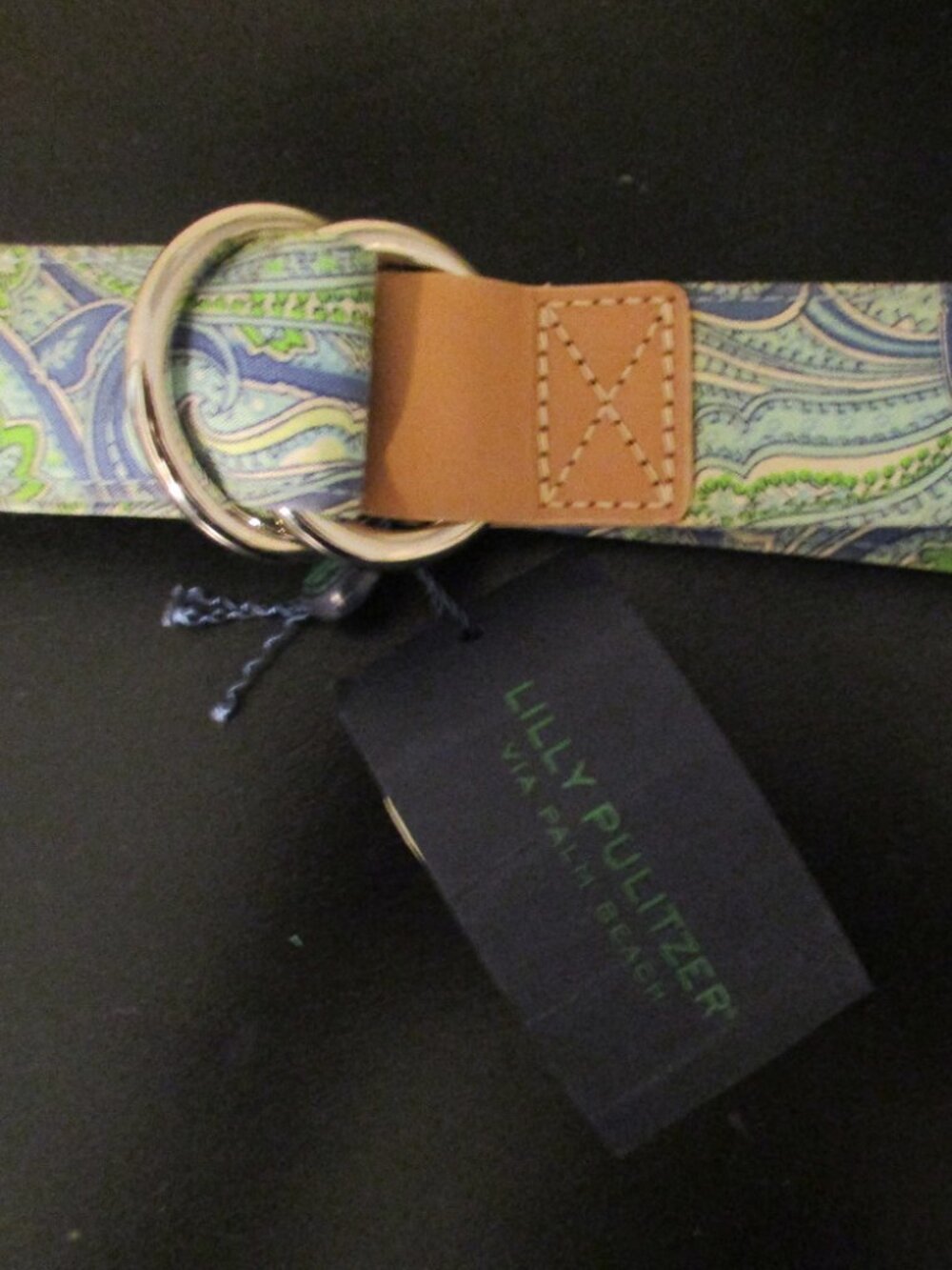 NWT Lilly Pulitzer ~ Paisley Print D-Ring Belt ~ Leather Detail ~ L ~ $65